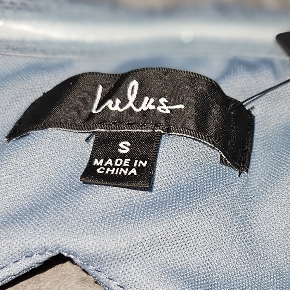 Lulu's Garden of Romance Dusty Blue Floral Burnout Strapless Maxi Dress S - Picture 4 of 4